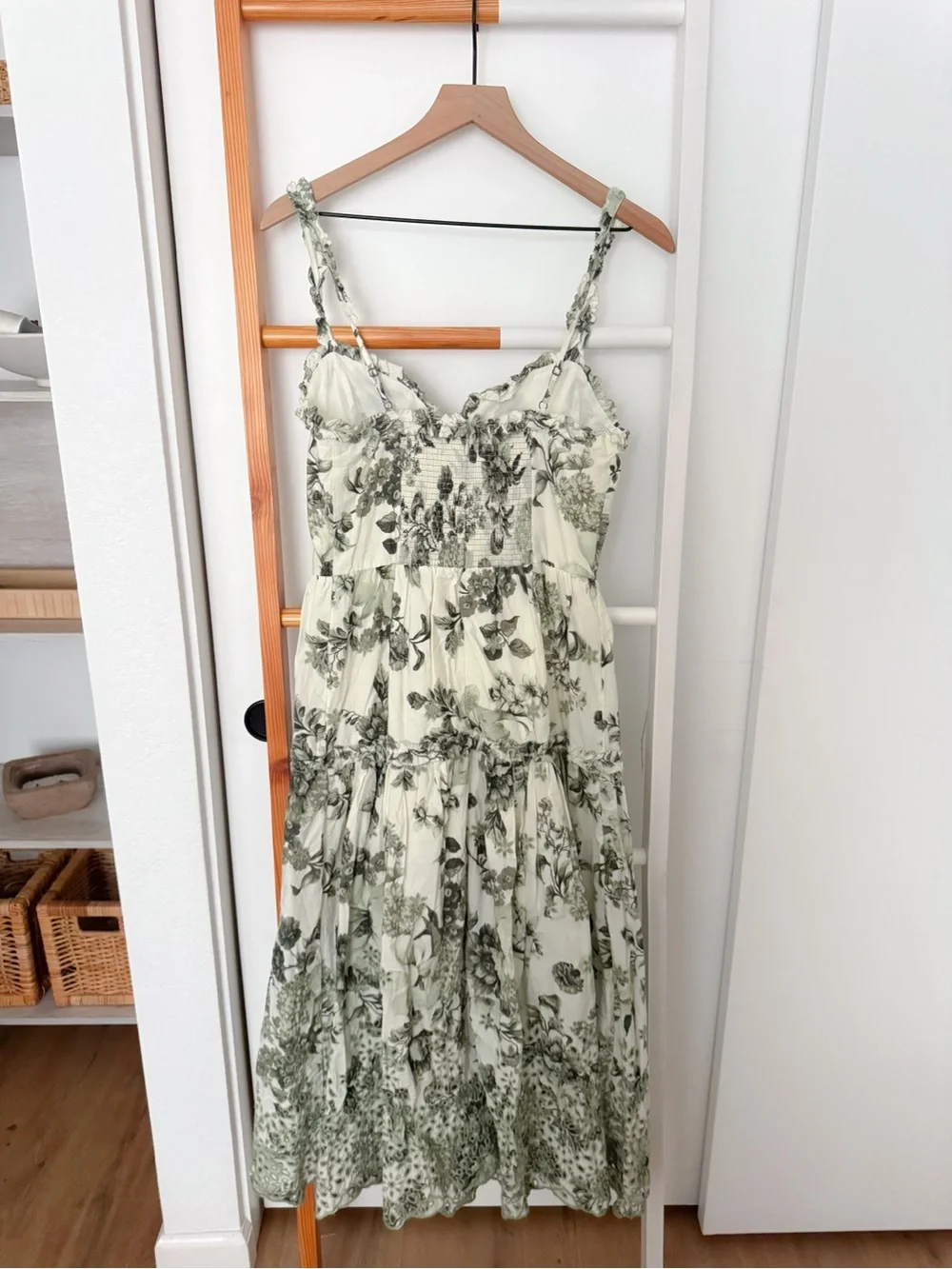 Anthropologie Sleeveless Sweetheart A-Line Midi Dress Eyelet Green - Picture 5 of 15
